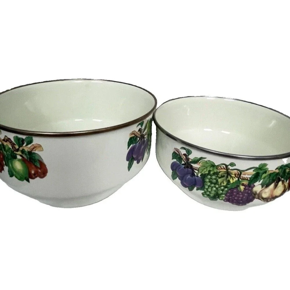 Vintage Vitroceramic Enamel Nesting Serving Stovetop Bowls Tabletops